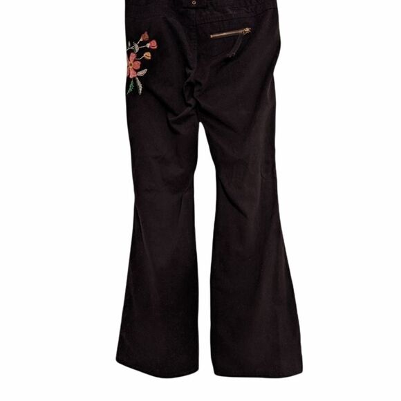 VINTAGE Venus Embroidered flared black pants cotton size 2 A3 - Picture 2 of 12